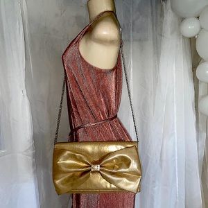 H & M Gold Bow Clutch Purse